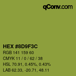 颜色代码: HEX #8D9F3C | qconv.com
