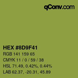 Color code: HEX #8D9F41 | qconv.com