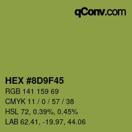 Color code: HEX #8D9F45 | qconv.com