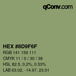 Color code: HEX #8D9F6F | qconv.com