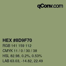 Color code: HEX #8D9F70 | qconv.com