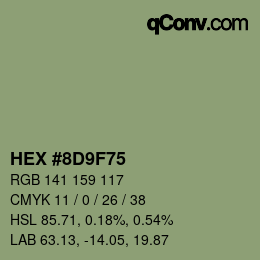 Color code: HEX #8D9F75 | qconv.com