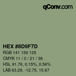 カラーコード: HEX #8D9F7D | qconv.com