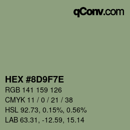 Código de color: HEX #8D9F7E | qconv.com