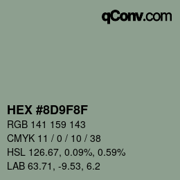 Color code: HEX #8D9F8F | qconv.com