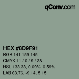 Color code: HEX #8D9F91 | qconv.com