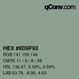 Color code: HEX #8D9F92 | qconv.com