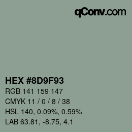 Color code: HEX #8D9F93 | qconv.com