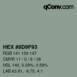 カラーコード: HEX #8D9F93 | qconv.com