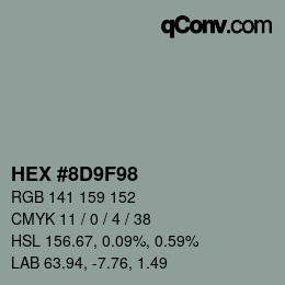 Color code: HEX #8D9F98 | qconv.com