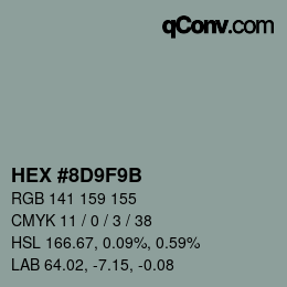 Color code: HEX #8D9F9B | qconv.com