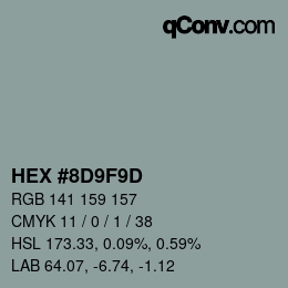 Color code: HEX #8D9F9D | qconv.com