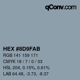 カラーコード: HEX #8D9FAB | qconv.com