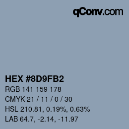 カラーコード: HEX #8D9FB2 | qconv.com