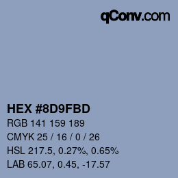 カラーコード: HEX #8D9FBD | qconv.com