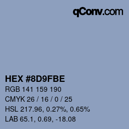 カラーコード: HEX #8D9FBE | qconv.com