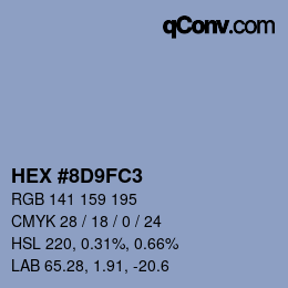 Color code: HEX #8D9FC3 | qconv.com