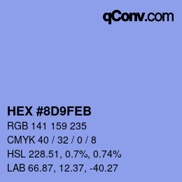 カラーコード: HEX #8D9FEB | qconv.com