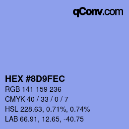 カラーコード: HEX #8D9FEC | qconv.com