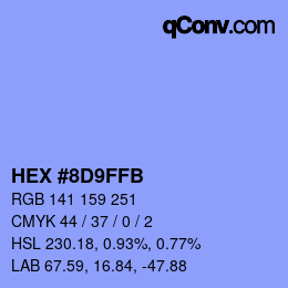Color code: HEX #8D9FFB | qconv.com