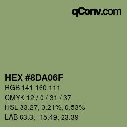 カラーコード: HEX #8DA06F | qconv.com