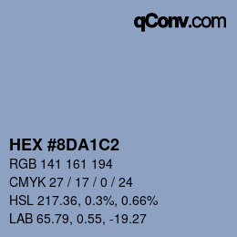 Color code: HEX #8DA1C2 | qconv.com