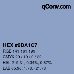 Color code: HEX #8DA1C7 | qconv.com