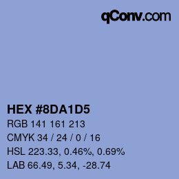 カラーコード: HEX #8DA1D5 | qconv.com