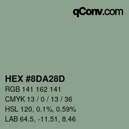 カラーコード: HEX #8DA28D | qconv.com