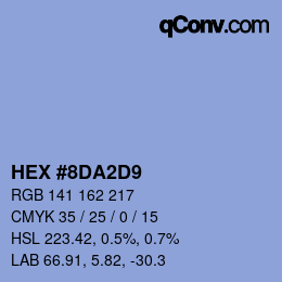 カラーコード: HEX #8DA2D9 | qconv.com