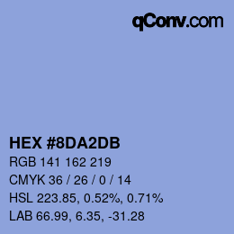 カラーコード: HEX #8DA2DB | qconv.com