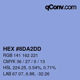 カラーコード: HEX #8DA2DD | qconv.com