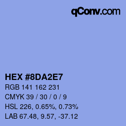 カラーコード: HEX #8DA2E7 | qconv.com