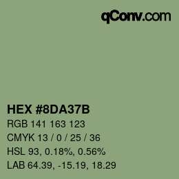 Color code: HEX #8DA37B | qconv.com