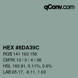 カラーコード: HEX #8DA39C | qconv.com