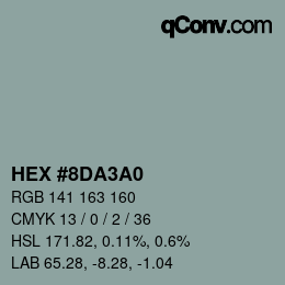 カラーコード: HEX #8DA3A0 | qconv.com