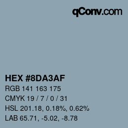 Color code: HEX #8DA3AF | qconv.com
