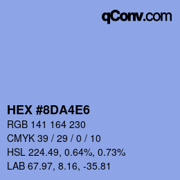 カラーコード: HEX #8DA4E6 | qconv.com