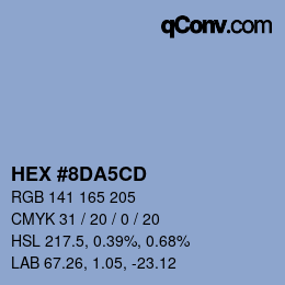 カラーコード: HEX #8DA5CD | qconv.com