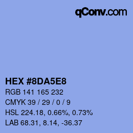颜色代码: HEX #8DA5E8 | qconv.com