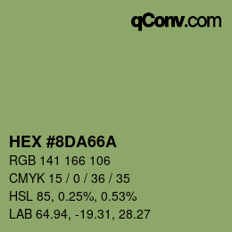 Farbcode: HEX #8DA66A | qconv.com