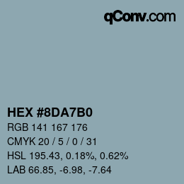 颜色代码: HEX #8DA7B0 | qconv.com
