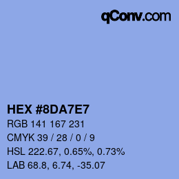 Color code: HEX #8DA7E7 | qconv.com