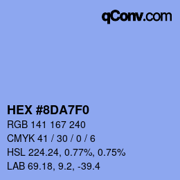 カラーコード: HEX #8DA7F0 | qconv.com