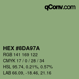 颜色代码: HEX #8DA97A | qconv.com