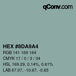Color code: HEX #8DA9A4 | qconv.com
