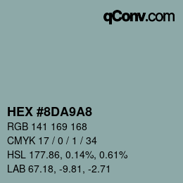 Color code: HEX #8DA9A8 | qconv.com