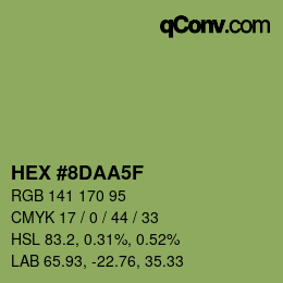 Color code: HEX #8DAA5F | qconv.com