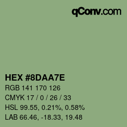 颜色代码: HEX #8DAA7E | qconv.com