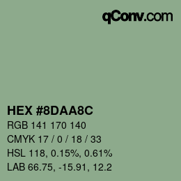 Color code: HEX #8DAA8C | qconv.com